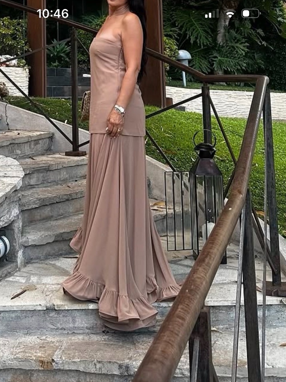 Womens Taupe Ruffle Hem Maxi Skirt
